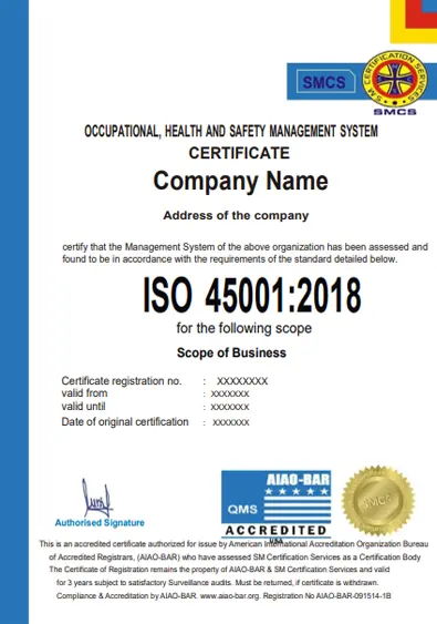 ISO 45001:2018 format