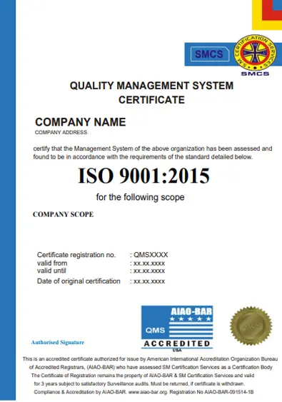 ISO 9001:2015 Format
