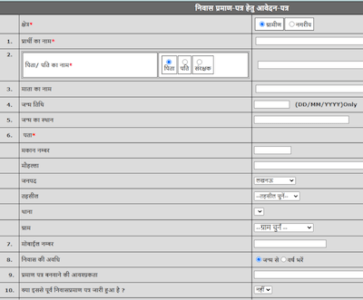 Application form for Domicile certificate in Uttar Pradesh