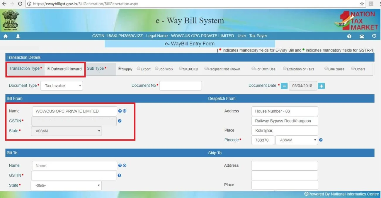 E-way bill portal image