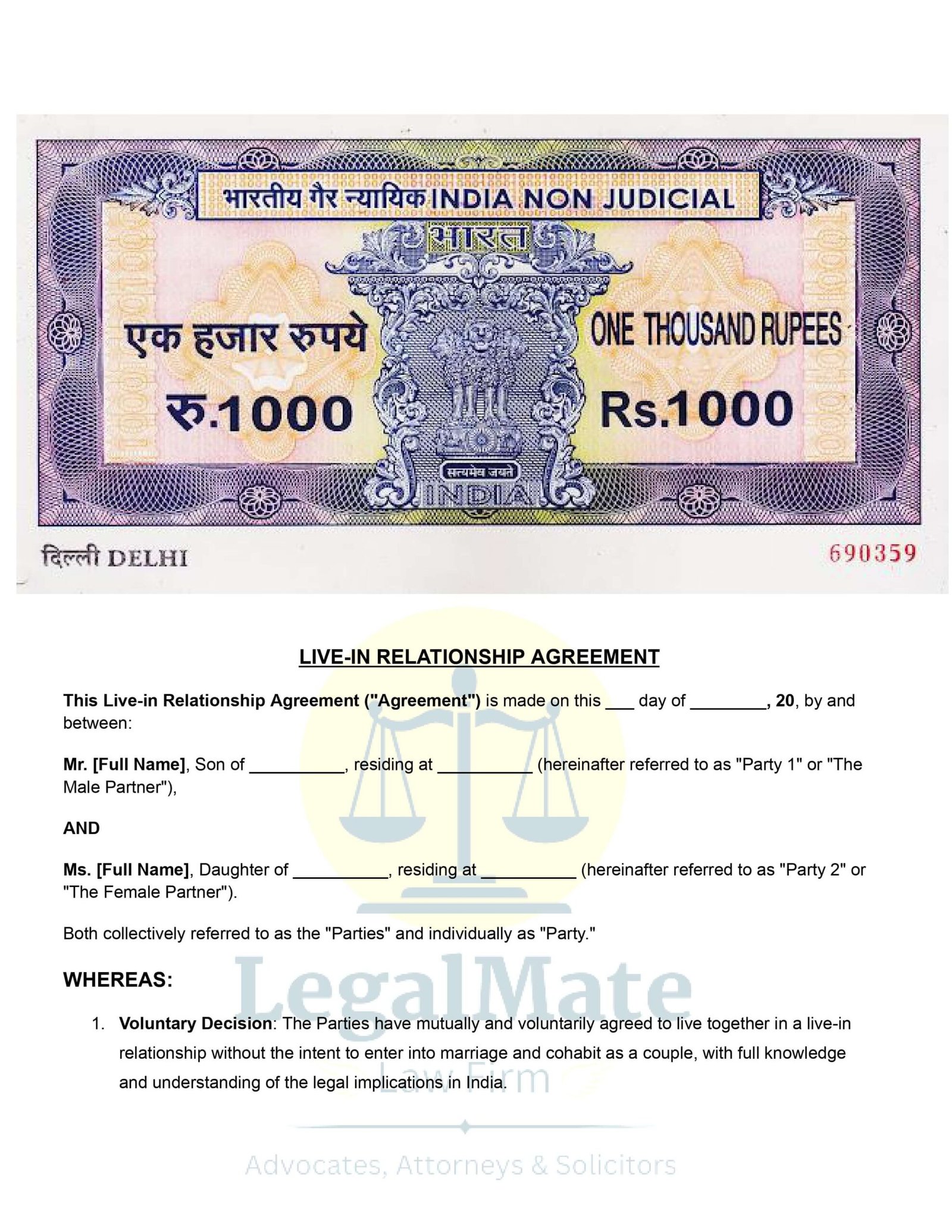 Live in Relationship Agreement Format