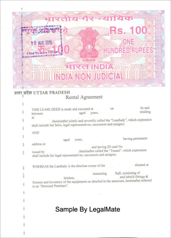 Uttar Pradesh Rent Agreement Format