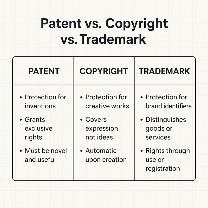 Patent Vs Copyright Vs Trademark Legalmate